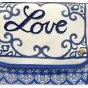 Elegant Blue and White Love Cosmetic Bag